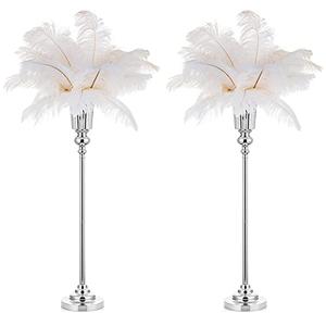 NUPTIO Centerpiece Vase Tall Wedding: 2 Pcs 30.5" Silver Flower Stand for Table Metal Trumpet Vase for Party Decorations