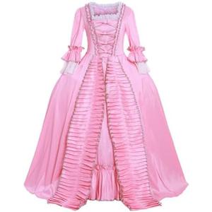 CosplayDiy Women's Queen Marie Antoinette Rococo Ball Gown Gothic Victorian Dress Costume Pink And White Size M