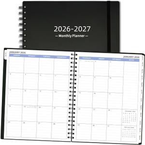 2026-2027 Monthly Planner (7.6'' x 9.6''), from Jan 2026-Jun 2027, 18 Months Calendar 2026 Planner, Agenda Book with Tabs & Pocket, Black