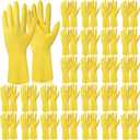 36 Pair Reusable Household Gloves Long Rubber Dishwashing Gloves Kitchen Cleaning for Dishes Clean Gardening (Large, Yellow)