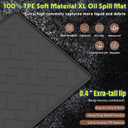 Oil Spill Mat for Garage, 60" x 37" Heavy Duty TPE Oil Change Mat with Raised Edge, Reusable Oil Drain Pan, Waterproof, Oil-Proof, Non-Slip Under Car Mat,Protect Garage Surface from Spill & Stain