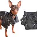 Cool Dog Leather Jacket Coat Clothes,Halloween Rock Star Costume for Small Medium Dogs (S, Black)