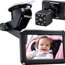 Itomoro Baby Car Mirror, Back Seat Baby Car Camera with HD Night Vision Function Display, Reusable Sucker Bracket, Wide View, 12V Cigarette Lighter, Easily Observe The Babys Move