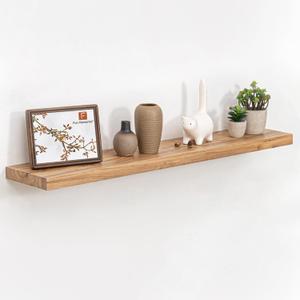 Fun Memories 42" Floating Shelves for Wall, Rustic Solid Elm Wood Floating Shelves - Invisible Bracket Mount, Extra Long Wall Mounted Shelf for Living Room, Bathroom, Bedroom, Kitchen, Natural