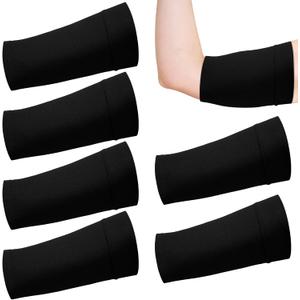 6 Pcs PICC Line Sleeve Cover PICC Line Shower Cover Fashionable Breathable Upper Arm Sleeves for Women Men (Medium, Black)