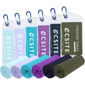 CSITE 6 Pack Cooling Towels (47"x12") for Neck and Face, Ice Towel for Hot Weather, Soft Breathable Chilly Gym Towels, Microfiber Towel for Work Out, Yoga, Running, Camping & More Activities