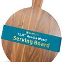 Acacia Wood Round Cutting Board with handle 16 x 13 Pizza Peel Cheese Paddle Board - Decorative Charcuterie Serving Board for Kitchen