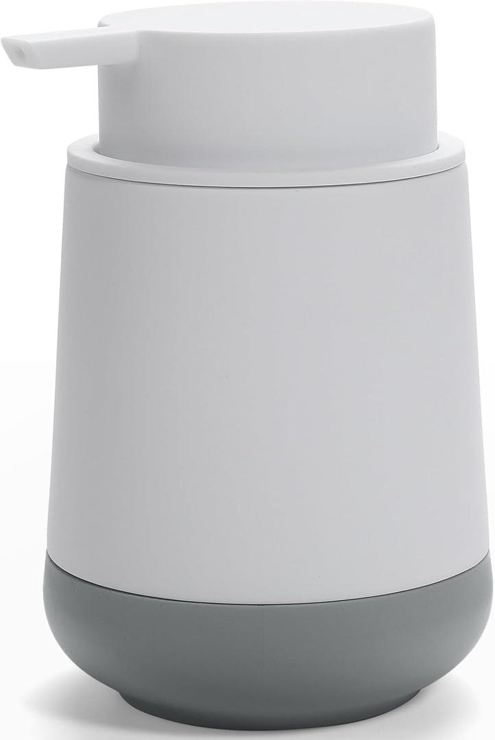 Silicone Boot White Hand Soap Dispenser for Bathroom,Refillable Dish soap Dispenser for Kitchen with Easy-to-Press Pump (White Liquid)