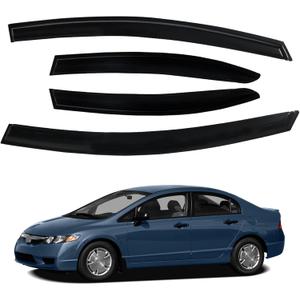 Window Visors Shade Sun Rain Wind Guards Deflectors Cover Acrylic Outside Replacement for Civic Sedan 2006-2011