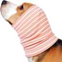 Nanaki Calming Hoodie Dog Grooming Ear Cover Anxiety Relief-No Shake Dog Ear Wrap Hematoma, Striped Head Wrap Snoods for Noise Protection, Bath, Fireworks, Thunderstorm, Blow Drying, Warm-Keeping (L(Head Girth:13.8in-22.4in))