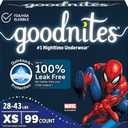 Goodnites Nighttime Bedwetting Underwear, Boys' XS (28-43 lb.), 99 Ct (3 Packs of 33)