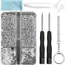 PTSLKHN Eyeglass Repair Kit with Screws, 15 Types Screws for Eyeglasses - Frame Screws, Hinge Screws, Nose Pads Screws - Essential Eye Glasses Repairing Kit Tool