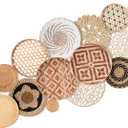 FillTouch Set of 15 Wall Basket Decor Boho Wicker Handmade Farmhouse Rustic Wall Decoration Woven Hanging Basket Decor for Bathroom Bedroom Living Room