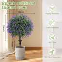 Artificial Lavender Topiary Ball Tree 25" with Ground Spike, Set of 2 Artificial Boxwood Bushes for Faux Shrubs, Fake Evergreen Faux Plant for Indoor Outdoor Porch Garden -UV ResistantFade-Proof