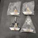 TIHOOD 4PCS Mini Sailboat Model Decoration Wooden Miniature Sailing Boat Home Decor Set, Beach Nautical Design, Navy Blue and White, 4.4 x 6.8 Inch