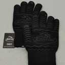 1472F Extreme Heat Resistant Gloves for Grill BBQ, Oven Gloves for Cooking, Grilling, Baking, and Camping  Oven Mitts with Fingers for Kitchen, Smoker, Cast Iron, Fire Pit, Pizza, Fryer, Barbecue (Black With Gray Silicone Strips)