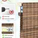 LazBlinds No Drill Cordless Bamboo Roman Shades, 28" W x 64" H, Driftwood