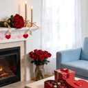 Fumwase 24PCS Crochet Heart Ornaments for Valentine Tree Handmade Red Pink White Hanging Heart Vase Filler for Home Wedding Anniversary Party Decor (Red Pink White)