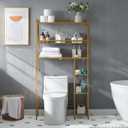 Lauren&Harold Over Toilet Bathroom Organizer 33",6-Tier Over The Toilet Storage Cabinet,Over The Toilet Storage Shelf for Restroom,Laundry (Champagne Gold)