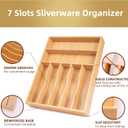 Besilord Silverware Organizer Kitchen Drawer Organizer Utensil Organizer Bamboo Silverware Holder Cutlery Organizer in Drawer Flatware Organizer Tray(7 slots, Natural