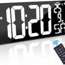 18 Inch Oversized Digital Wall Clock with Remote Control, Auto-Dimming, Temperature, Date/Day of Week, Large Display, Multi-Functional, White