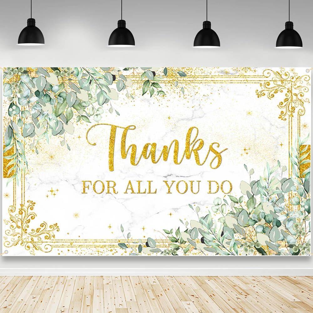 Thank You Backdrop Gold Thanksgiving Photography Background Thanks for All You Do Decorations Supplies Photo Props Teacher Employee Staff Nurse Appreciation Week Party Banner 70.8 x 43.3 inch