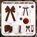 25 Pcs Brown Velvet Tree Topper Christmas Ornaments Include Large Christmas Bows Tree Topper 12 Xmas Velvet Balls 12 Brown Bows for Xmas Holiday Door Fireplace Wall Party Decor