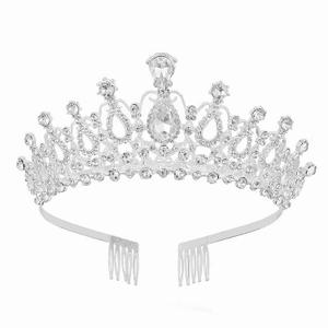 Tiara Crown for Women, Headband Hair Accessories for Birthday Wedding Party Costume Silver