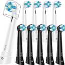 10PACK Replacement Toothbrush Heads Compatible with Oral B iO Series 2/3/4/5/6/7/8/9/10 Electric Toothbrush,Round Brush Heads for Gentle Gum Care & Deep Cleaning,White/Black