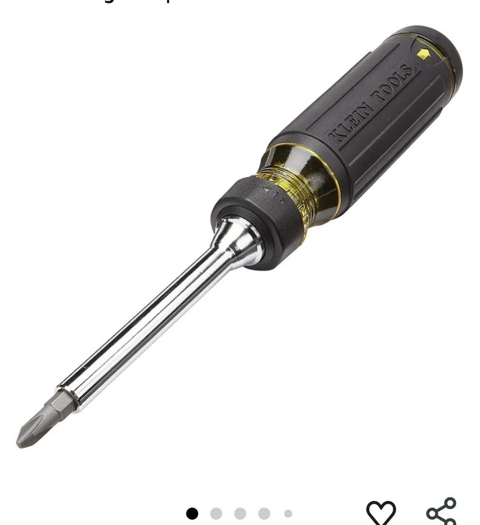 Klein Tools 32305 Multi-bit Ratcheting Screwdriver, 15-in-1 Tool with Phillips, Slotted, Square, Torx and Combo Bits and 1/4-Inch Nut Driver