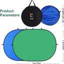 Kate 5x6.5ft(1.5x2m) Collapsible Backdrop Self Tape Blue Green Twist Flex Folding Pop up Backgrounds for Photoshoot, Headshots Photo, Video Calls