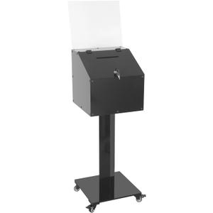 Large Acrylic Donation Box with Stand, Suggestion Box for Church, Drawing Raffle with Key and Lock, Secure Collection Box for Fundraising, Offering, Ballots, Feedback, Black