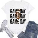 Womens Football Sequin Embroidery Shirts Oversized Vintage Game Day Tshirt Casual Football Season Short Sleeve Tops (White, S)