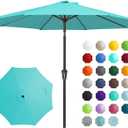 JEAREY 9FT Outdoor Patio Umbrella Outdoor Table Umbrella with Push Button Tilt and Crank, Market Umbrella 8 Sturdy Ribs UV Protection Waterproof for Garden, Deck, Backyard, Pool (Peacock Blue)