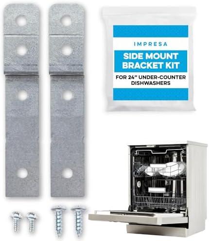 IMPRESA Dishwasher Side Mount Bracket Kit - Compare to DWBRACKIT1 - Electrolux and Frigid Air -Compatible - 2 Brackets and 4 Screws Included - By Impresa Products