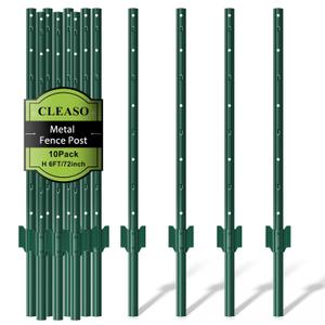 Metal Fence Posts Heavy Duty U-Post Stakes for Wire Fencing, 6 FT Green