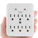 KMC Wall Surge Protector, 980 Joule, 6-Outle Wall Plug Adapter Power Strip, White(2 Pack)