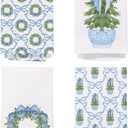 Chinoiserie Christmas Kitchen Towels, Blue Bow Coquette Christmas Tree Dish Towels for Bathroom,Light Blue Christmas Hand Towels for Bathroom Kitchen, Grandmillennial Decor,16x24 Inches Set of 4