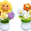 Knitted Flower Handmade Artificial Flowers, Potted Plant, Sunflower Decor, Flower Decor