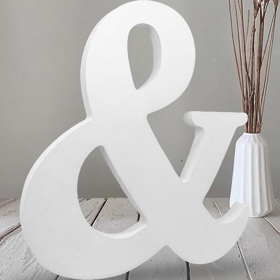 AOCEAN 12 Inch White Big Wood Letters Unfinished Wooden Letters for Wall Decor Decorative Standing Letters Slices Sign Board Decoration for Craft Home Party Projects (&) (&) AOCEAN 12 Inch White Big Wood Letters Unfinished Wooden Letters for Wall Decor Decorative Standing Letters Slices Sign Board Decoration for Craft Home Party Projects (&) (&)