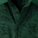 ZEROYAA Mens Satin Jacquard Short Sleeve Button Down Shirts | Regular Fit, Silk Like Satin, Soft, Casual, Summer, for Vacation, Party, Beach (Green, XL)