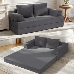 COMAX Convertible Futon Sofa Bed, 59" Folding Boneless Loveseat Small Couch
Corduroy Low-Profile Boneless Couch, 11.8" H Low Seat 59" Foldable Lounge for Small Space‑Saving Living Room Bedroom Dorm