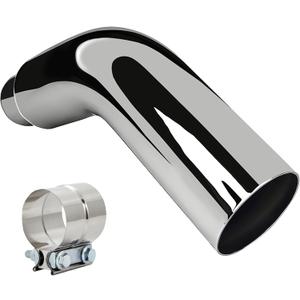 Universal 4" to 7" Exhaust Elbow Pipe with Steel Clamp - Silver Chrome or Black Painted for Car, Truck & Diesel (Argent)
