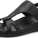 UTENAG Women's Comfortable Arch Support Walking Flat Sandals (8.5, Black)