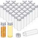 Didaey 100 Pcs Small Clear Vials Spice Mini Jars with Lids Mini Glass Bottles with Screw Aluminum Metal Caps Tiny Jars Sample Containers for Powder Cream Cosmetic Jewelry Wedding (15 ml,Silver Caps)
