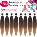 Alrence Pre Stretched Braiding Hair Long Braid 30 Inch 8 Packs Professional Braiding Hair Extensions Synthetic Crochet Twist Braids (30 Inch, 1B/30/27)