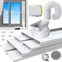 Aozzy portable air conditioner window kit with 5.9"AC Exhaust Hose,Security Lock &weather stripping,Universal 5.1/5.9"Coupler,ac window seal kit for vertical/horizontal sliding window fit for midea