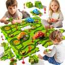 Beby Buty 64PCS Puzzle Race Track Car Set for Kids Boys, Floor Puzzle Tracks Car Toys for Boys Girls Ages 3-5 4-6, Toddler Toys Gifts for 3 4 5 Year Old, Ideal 3 4 5 6 Year Old Birthday Gifts