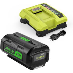 Powilling 40V 6.5Ah Replacement for Ryobi 40V Battery and Charger Kit Compatible with Ryobi Battery 40 Volt OP4026 OP40601 OP4050A OP4040 OP4030 OP4050 with OP401 40 Volt Charger