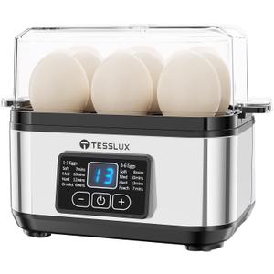 Electric Rapid Egg Cooker, 6 Egg Capacity for Hard Boiled Eggs, Poached Eggs, Scrambled Eggs, or Omelets Maker with Auto Shut Off (Sliver)